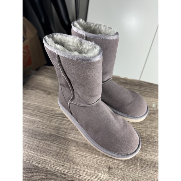 UGG Australia Koolaburra Women's Taupe Suede Short Boots Size 7 Shearling Cozy - Picture 1 of 10